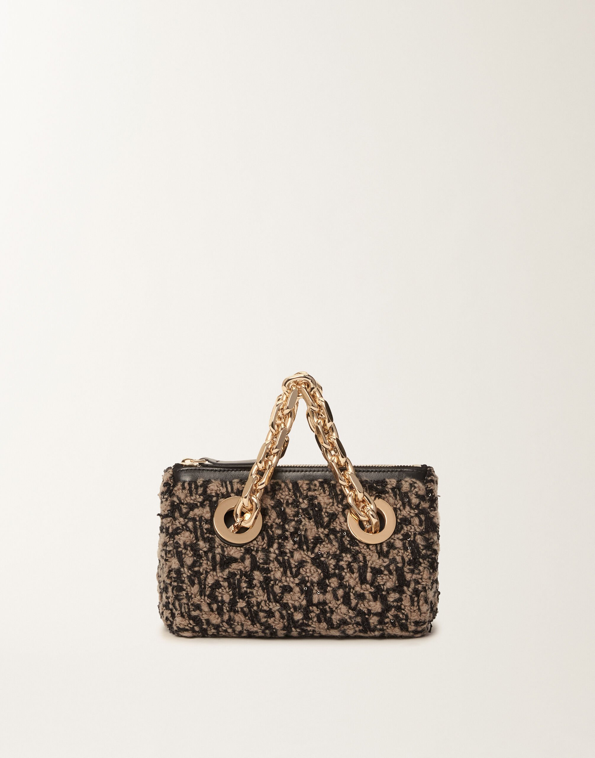 Fabiana Filippi Mini Eyelet in Tweed, Taupe und Schwarz Schwarz BGD225A920L8790000
