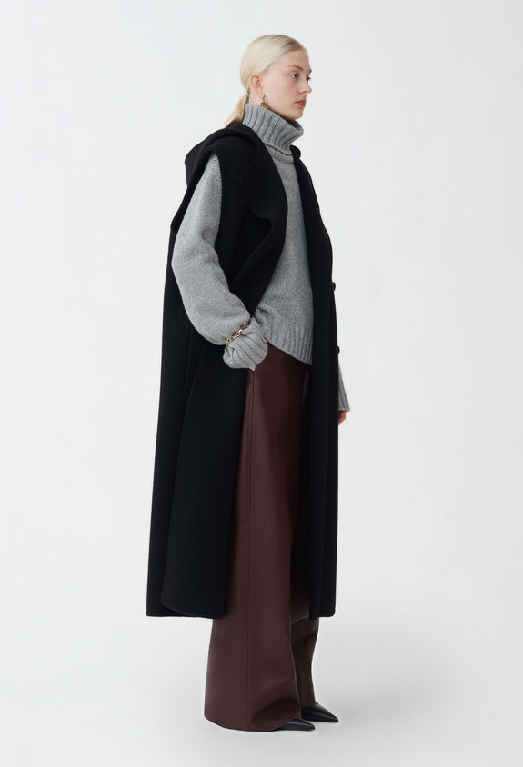 Fabiana Filippi BOILED DOUBLE LONG HOODED VEST BLACK CTD214F212D7520000