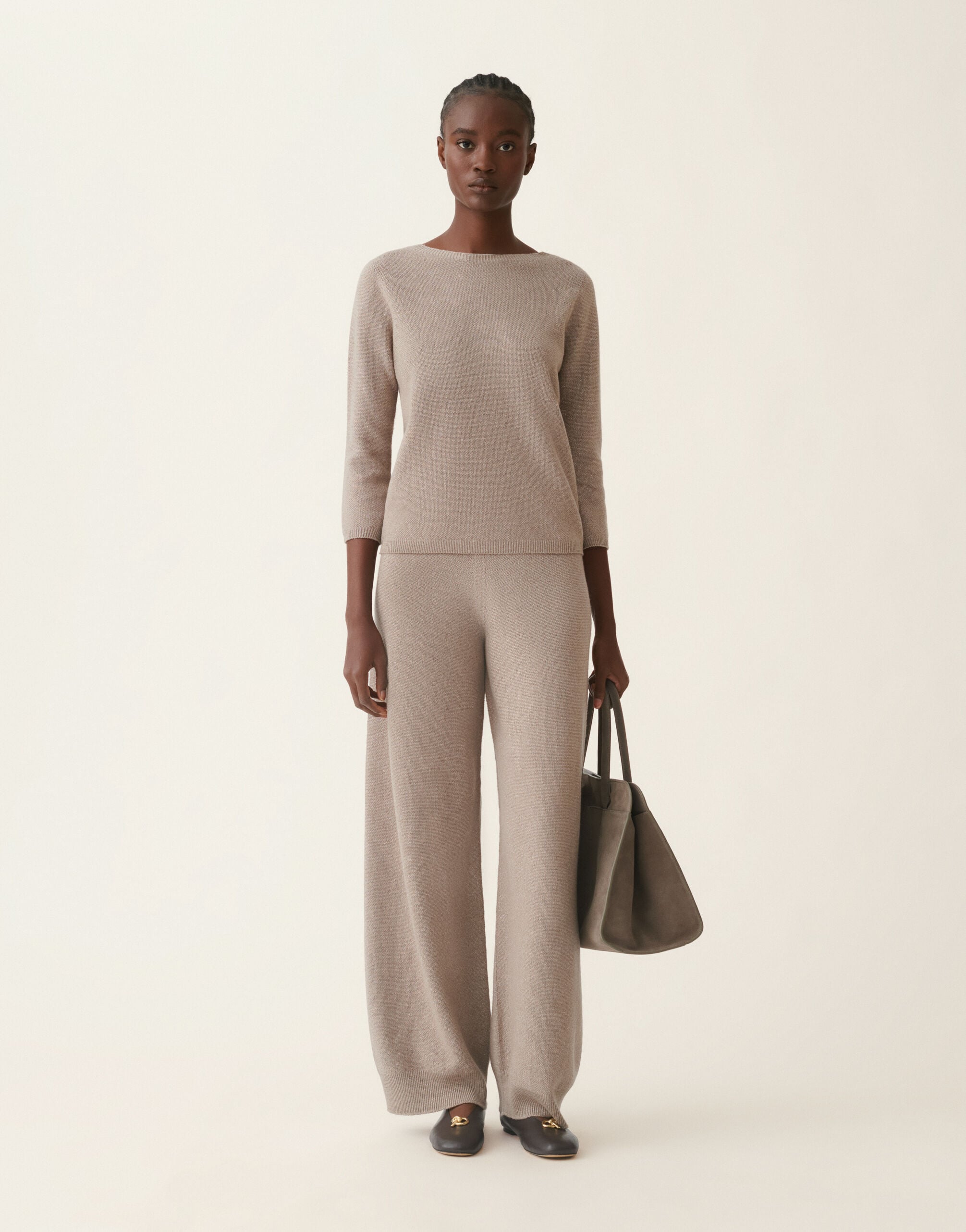 Fabiana Filippi Platinum trousers with lurex, mocha Mocha PAD216F336M3330000