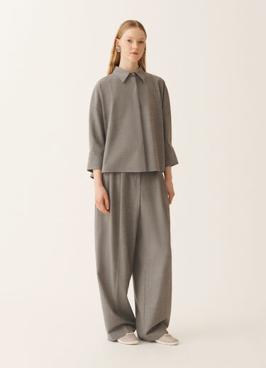Fabiana Filippi Camicia cropped in fresco lana bistretch, roccia melange Grigio CAD266F309L7710000