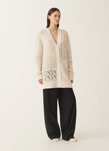 Fabiana Filippi Cardigan in Platinum and mohair, raffia White MAD225F523L7130000