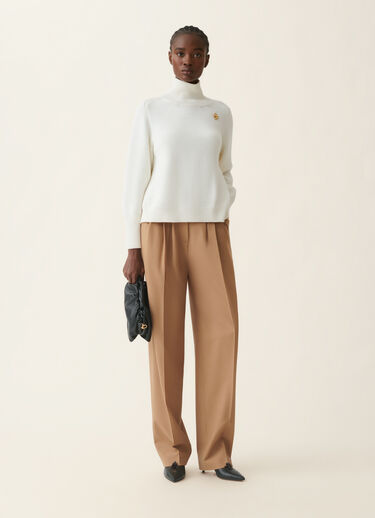 Cropped-Rollkragenpullover aus Merinowolle, raffia Fabiana Filippi Cropped-Rollkragenpullover aus Merinowolle, raffia Raffia MAD216F065D4620000