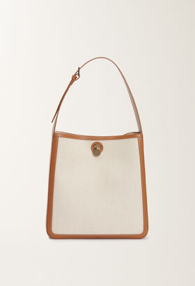 Fabiana Filippi CANVAS ECLISSI HOBO BAG WITH LEATHER TRIM YELLOW BGD265A849L2120000
