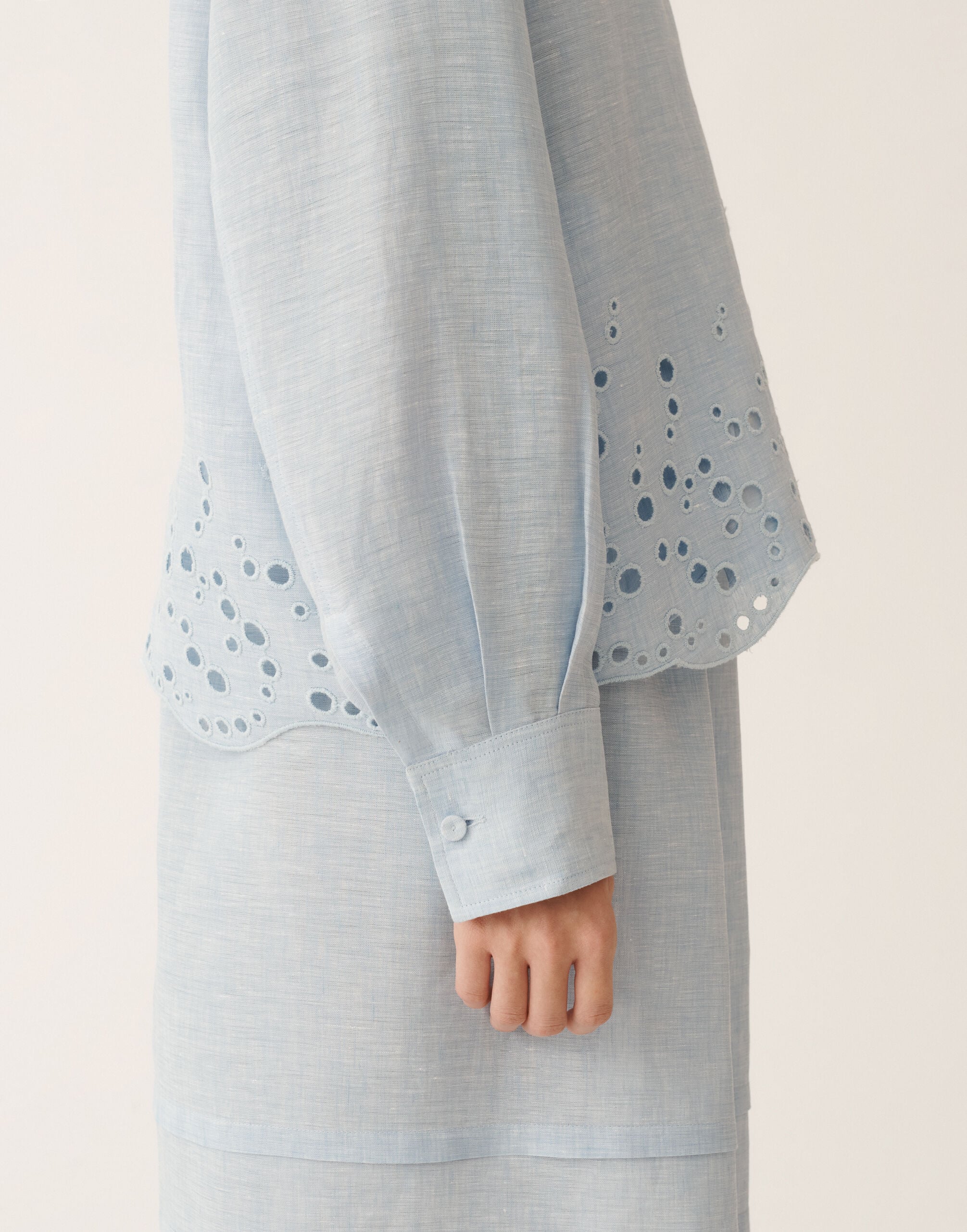 Sky blue linen canvas jacket for Women | Fabiana Filippi®