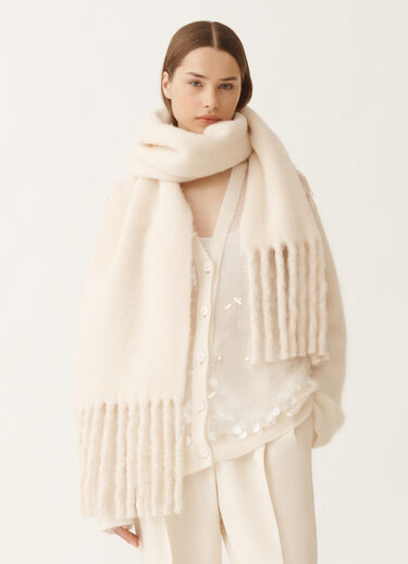 Fabiana Filippi Langer Schal aus Alpakawolle, Raffia Weiß SAD225A929L8460000