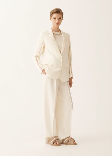 Übergroße Jacke aus fließendem Leinen und Viskose, butterfarben Fabiana Filippi Übergroße Jacke aus fließendem Leinen und Viskose, butterfarben BUTTER GCD276F218M1480000