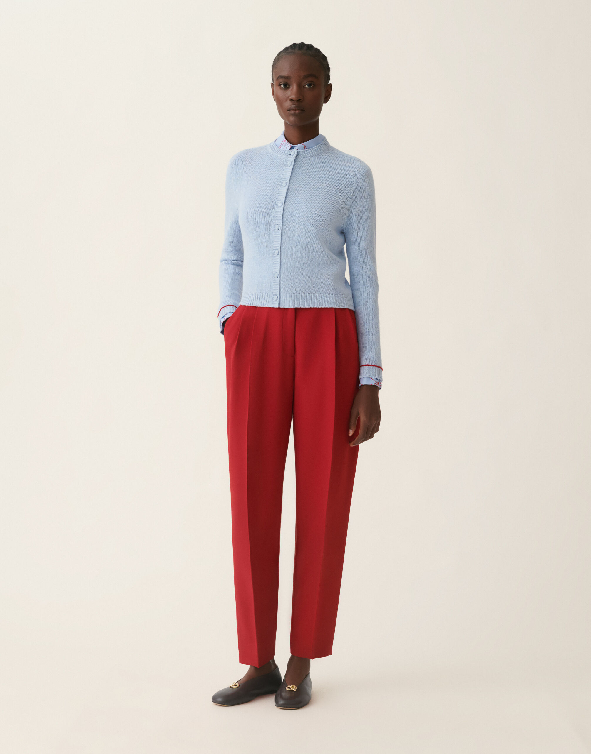 Brushed Platinum cardigan, light blue and red Fabiana Filippi Brushed Platinum cardigan, light blue and red Light blue and red MAD216F039M2700000