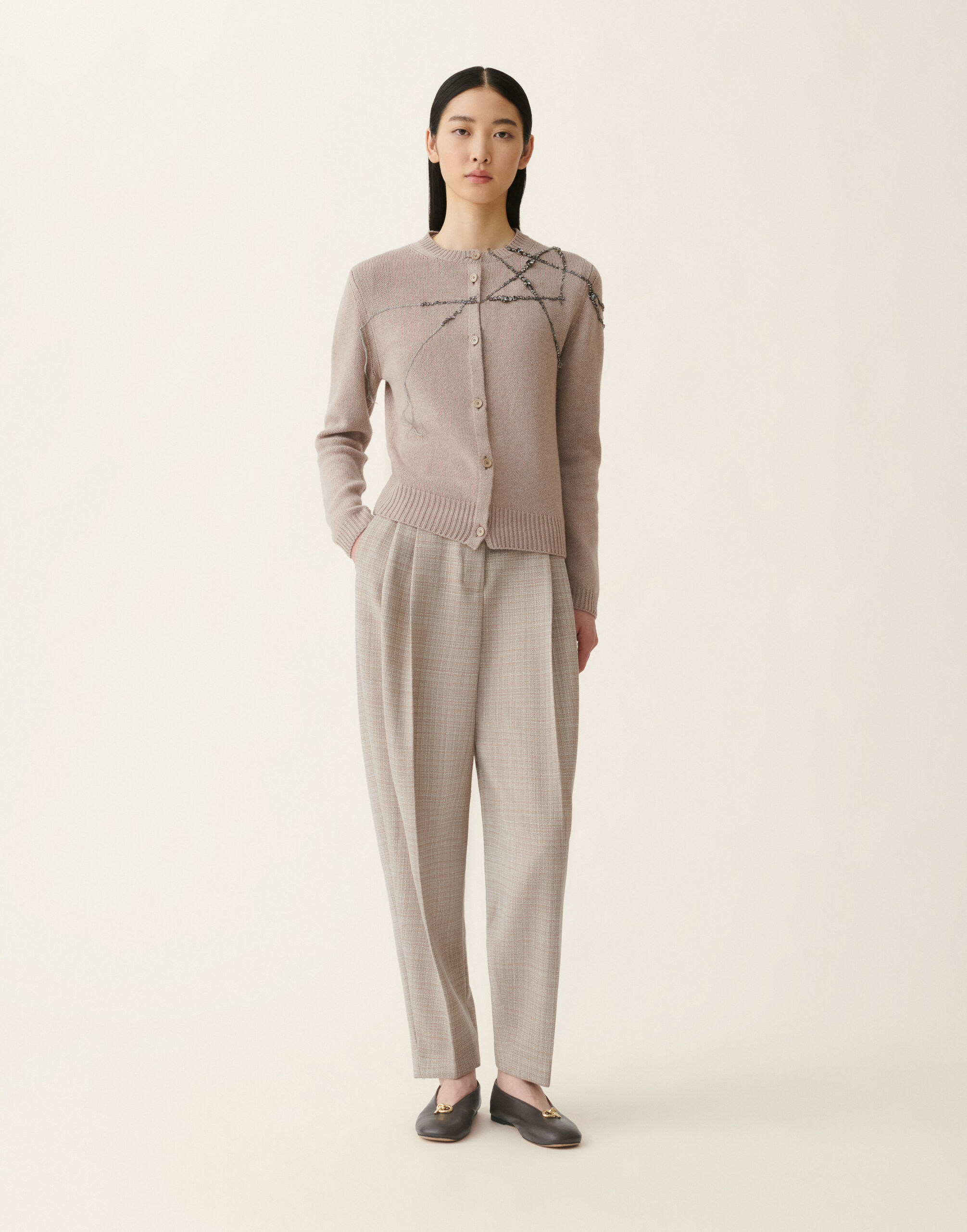 Cardigan in Platinum, moka meringa Fabiana Filippi Cardigan in Platinum, moka meringa Moka meringa MAD216F025M2870000
