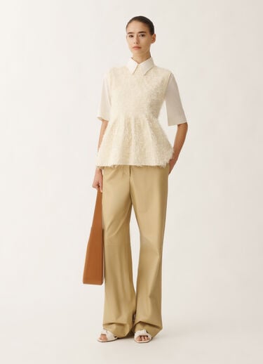 Fabiana Filippi Frayed-effect viscose sweater, putty WHITE MAD265F142L1660000