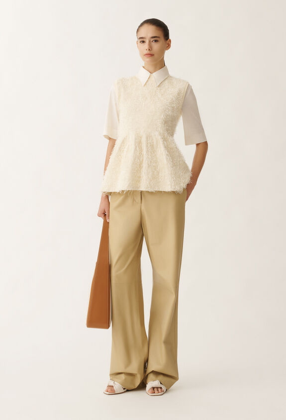 Fabiana Filippi Frayed-effect viscose sweater, putty WHITE MAD265F142L1660000