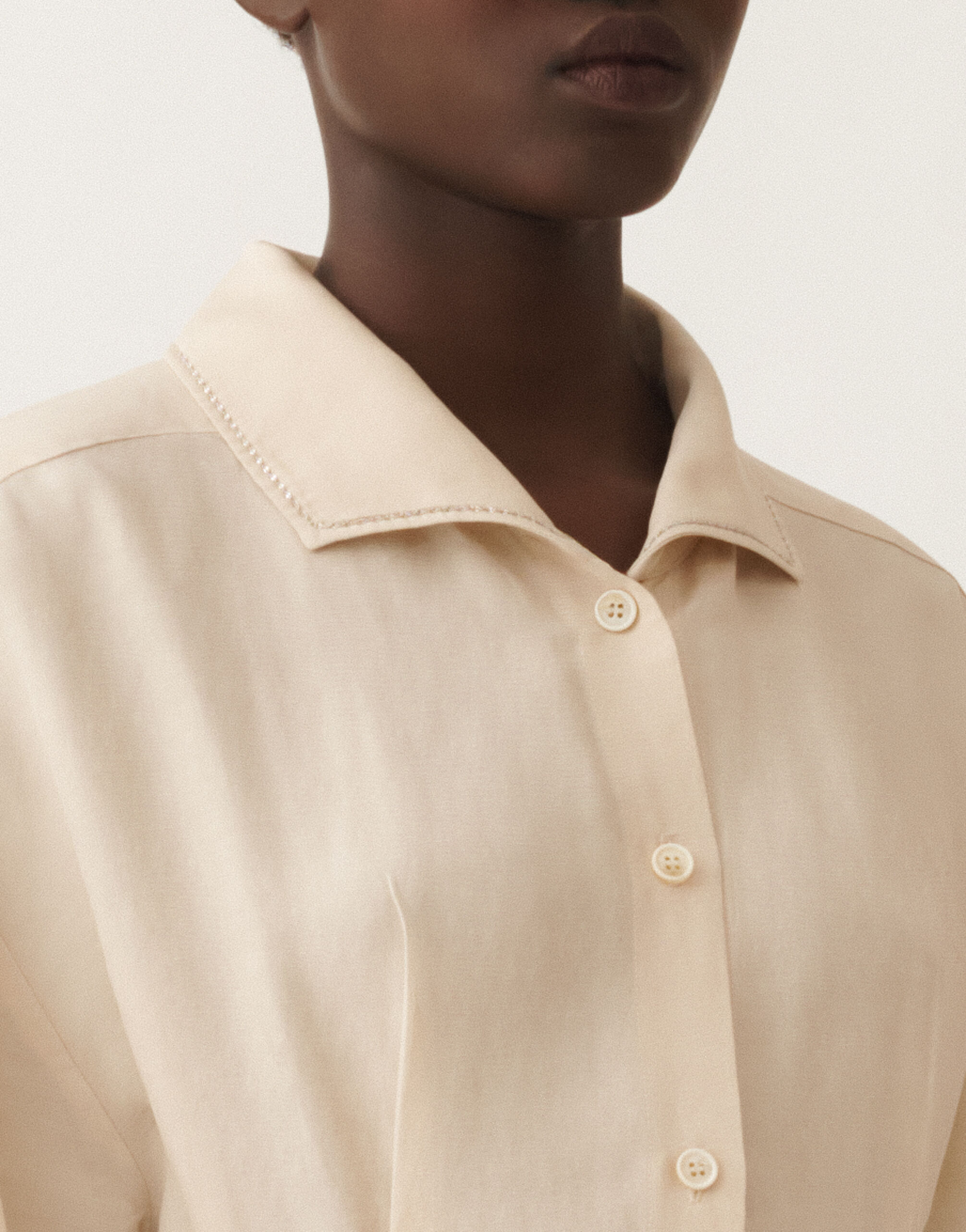 Linen and viscose shirt dress, light sand for Women