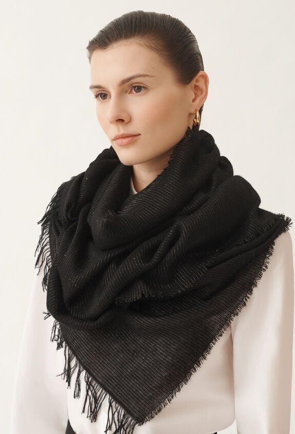 Fabiana Filippi Cashmere blend scarf with sequins, black BLACK SAD215A881L8000000