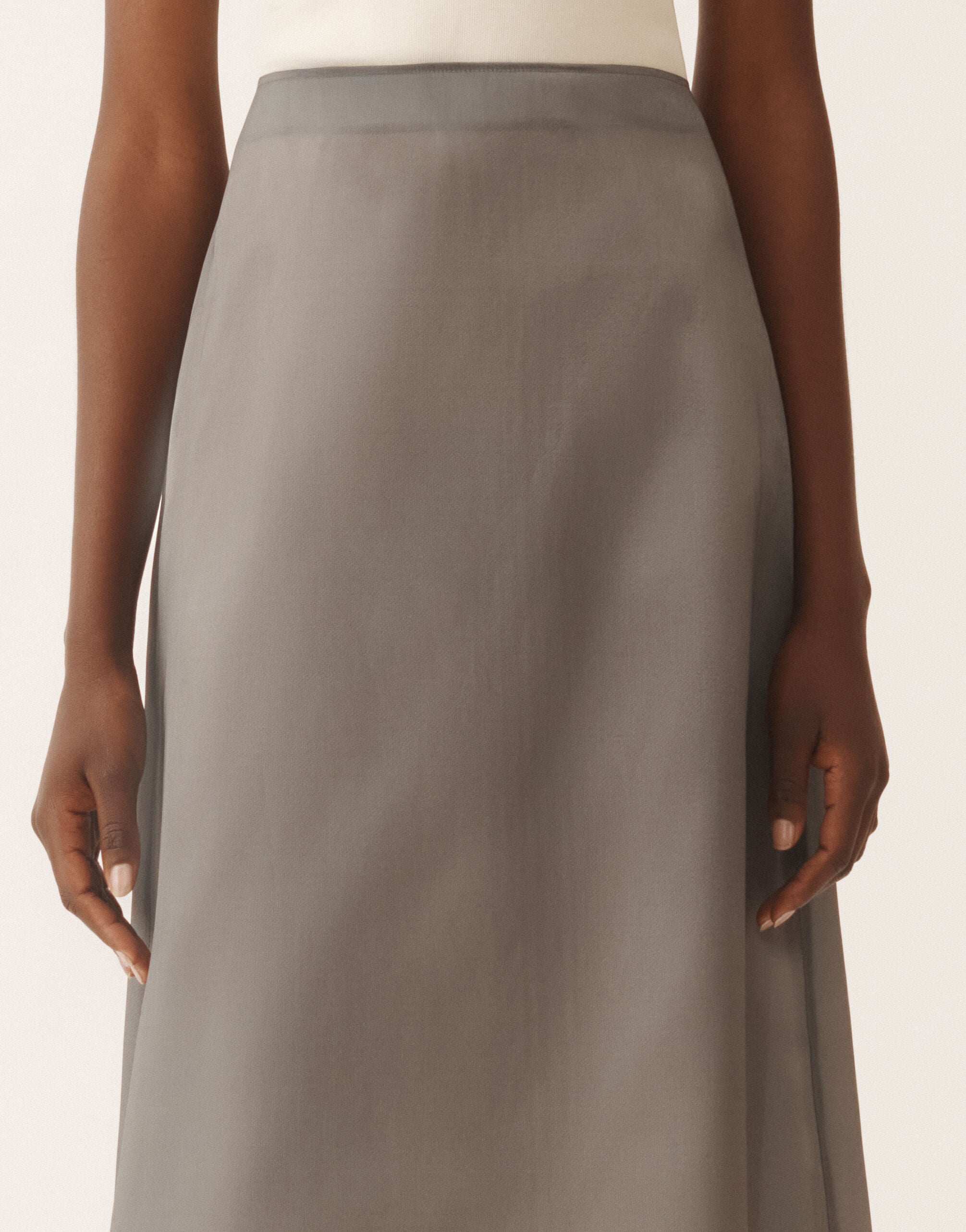 Midi skirt in water-reflective organza, shadow for Women | Fabiana