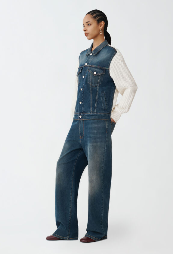 Fabiana Filippi OVERSIZE INDIGO DENIM JACKET WITH KNIT DETAIL BLUE GCD224F679L0920000