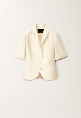 Fabiana Filippi Cotton and silk short-sleeved mikado jacket, vanilla VANILLA GCD275F677D7870000