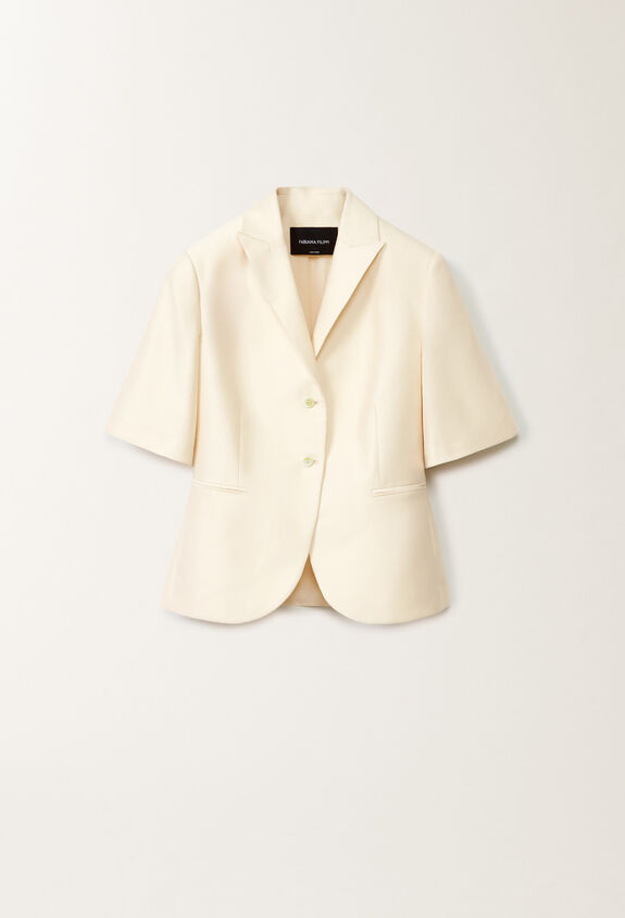 Fabiana Filippi Veste à manches courtes en coton et soie mikado, vanille VANILLE GCD275F677D7870000