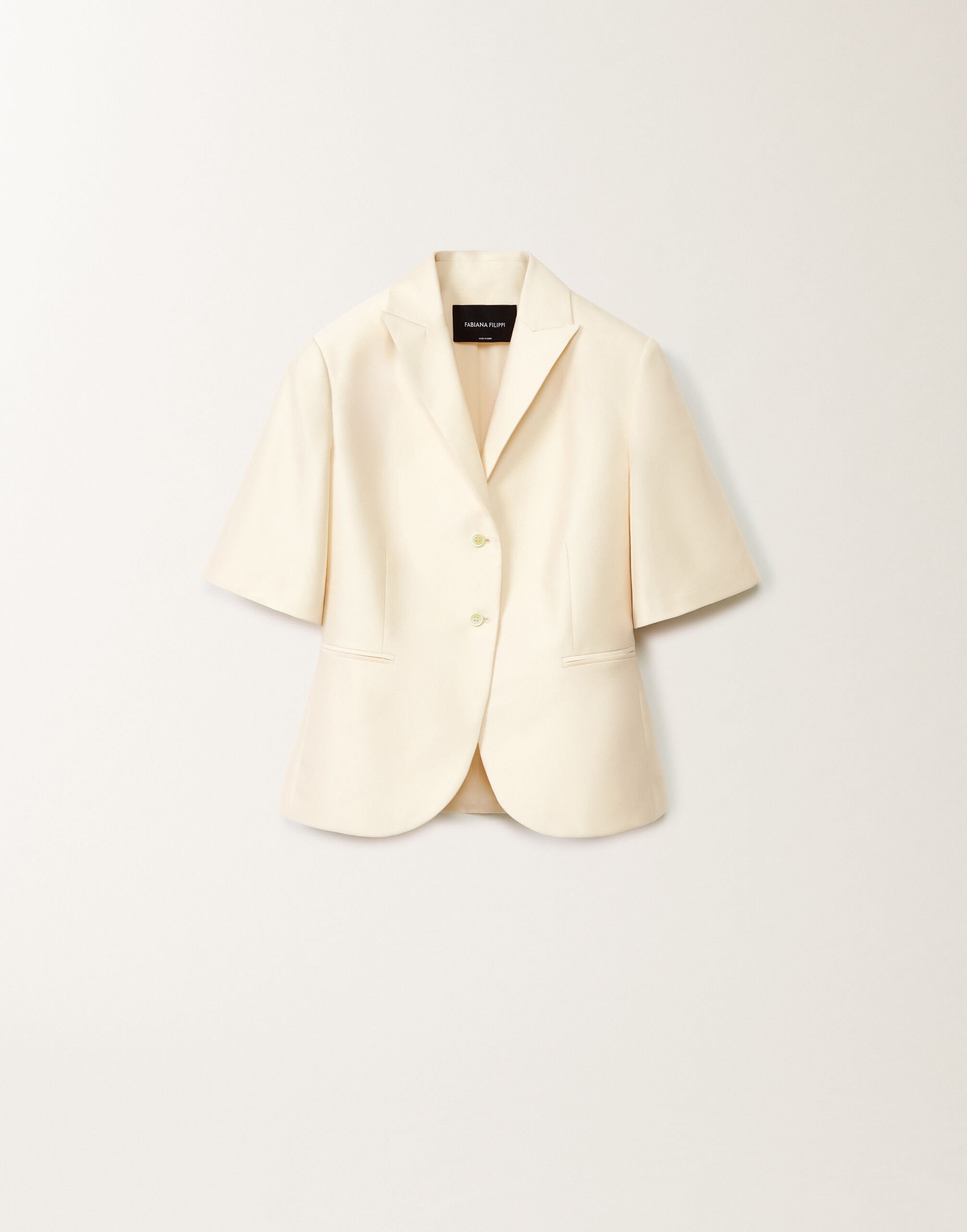 Fabiana Filippi Kurzarmjacke aus Baumwolle und Mikado-Seide, vanille VANILLE GCD275F677D7870000