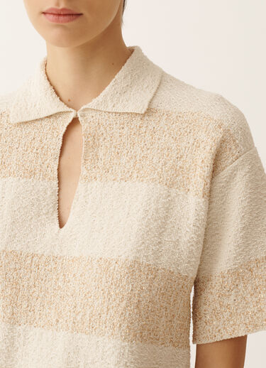 Fabiana Filippi Boxy shirt in striped cotton tweed with sequins, butter BUTTER MAD276F538M1010000
