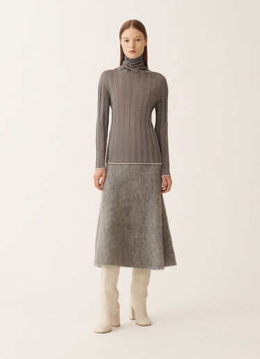 Fabiana Filippi Lurex turtleneck sweater, grey and white Grey MAD225F518L6240000