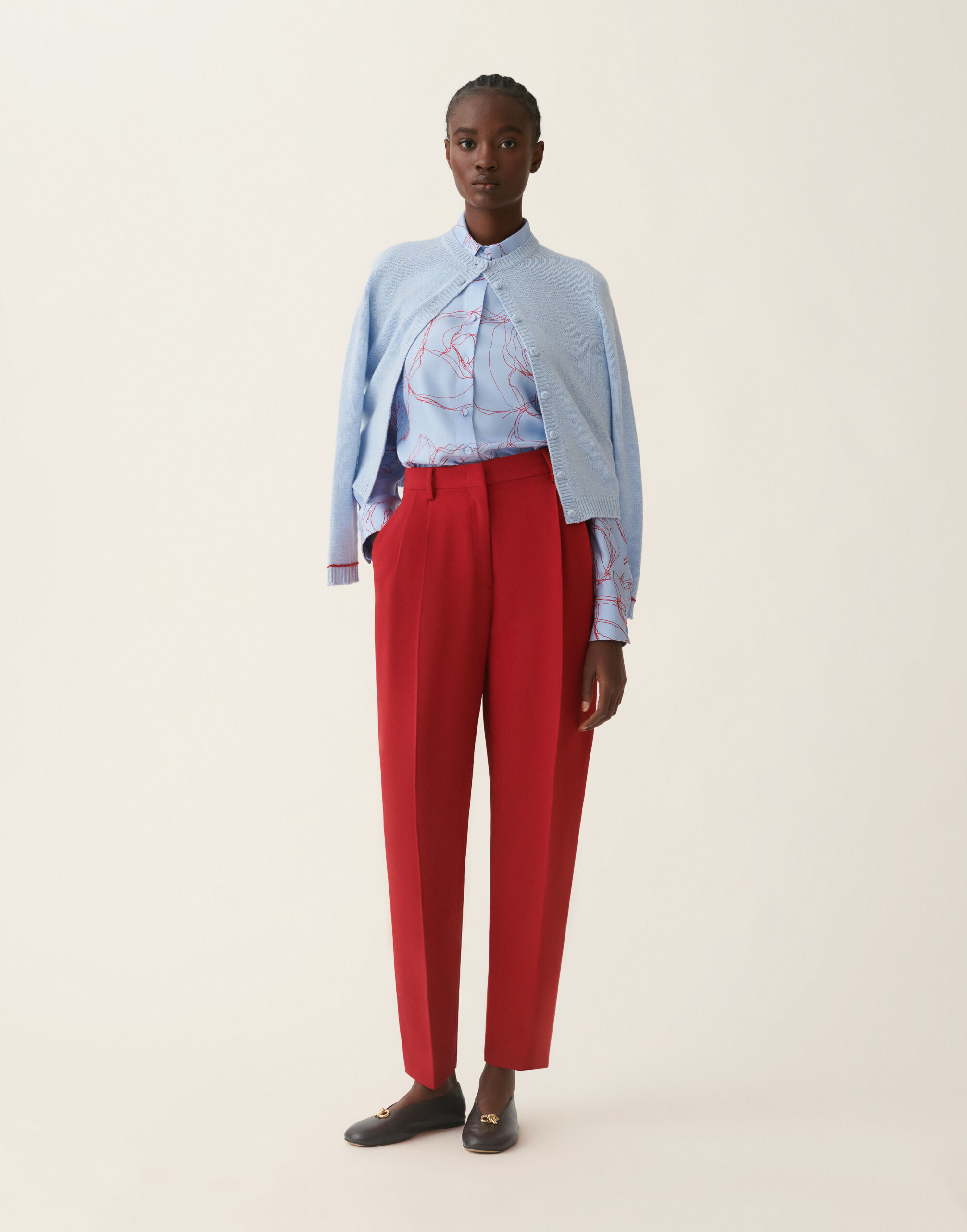 Brushed Platinum cardigan, light blue and red Fabiana Filippi Brushed Platinum cardigan, light blue and red Light blue and red MAD216F039M2700000