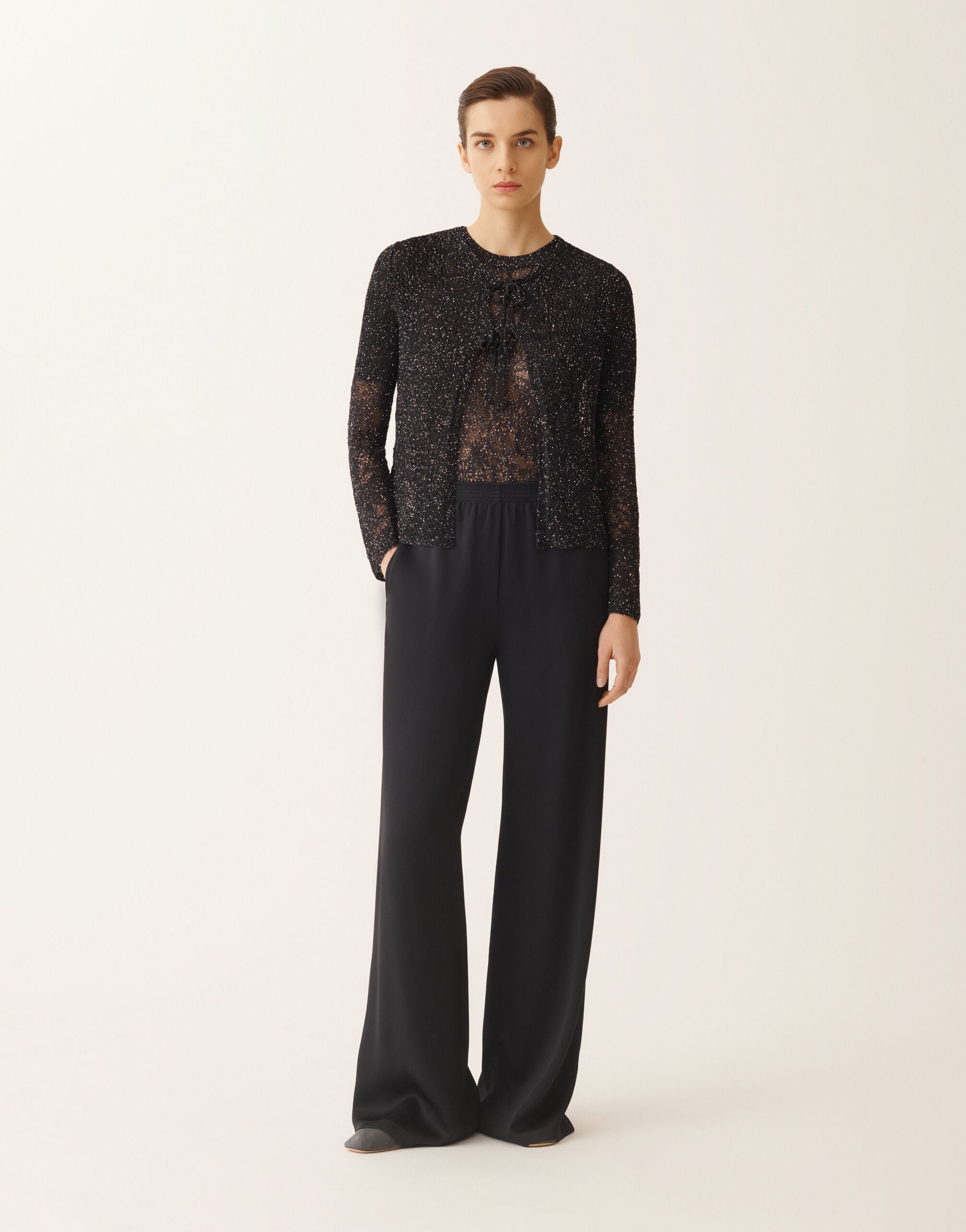 Cardigan in midnight blue micro sequins for Women | Fabiana Filippi®