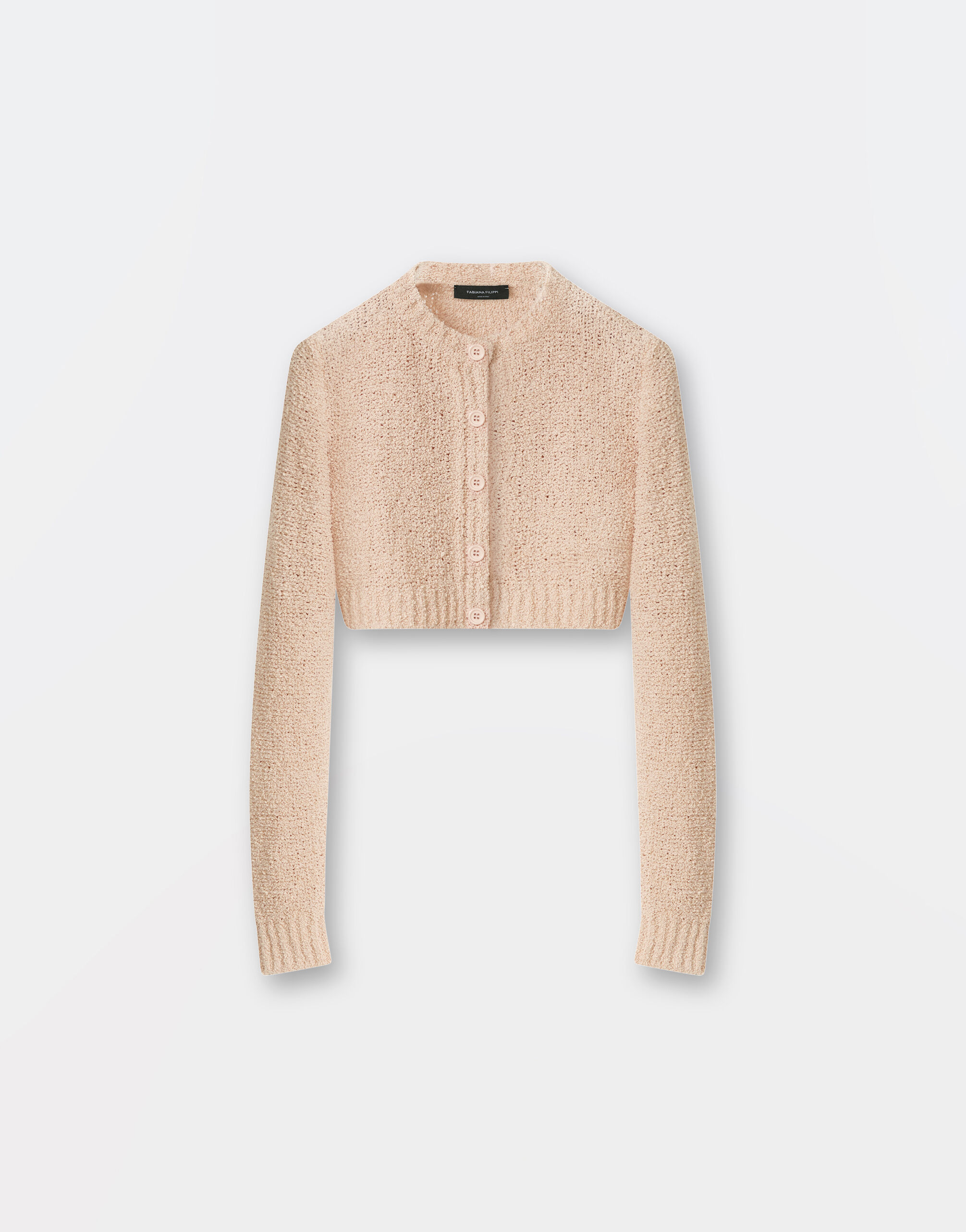 Fabiana Filippi Cardigan cropped in cotone bouclé, cipria MAD274F359H4960000