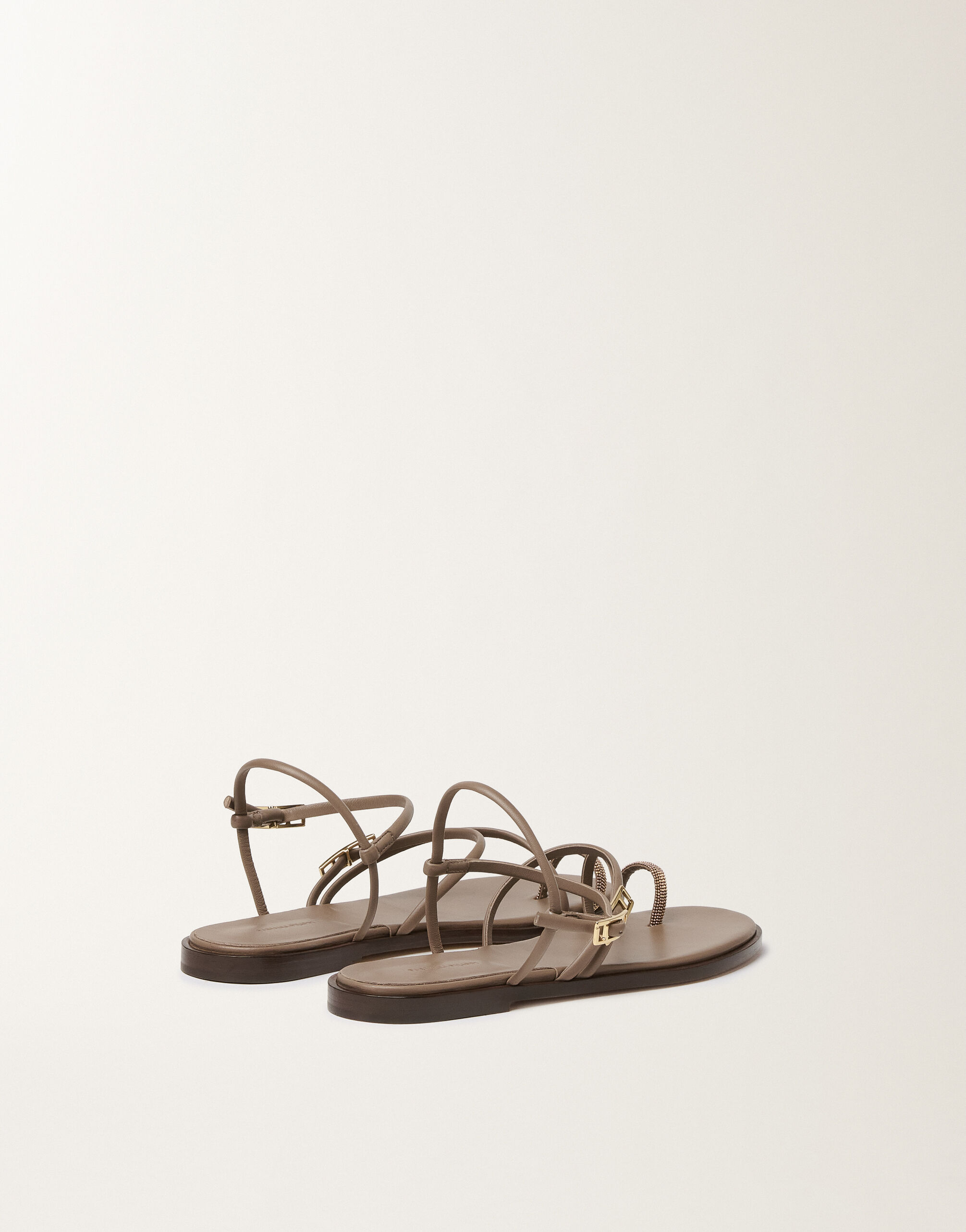 Flat sandal in nappa leather, mud for Women | Fabiana Filippi®