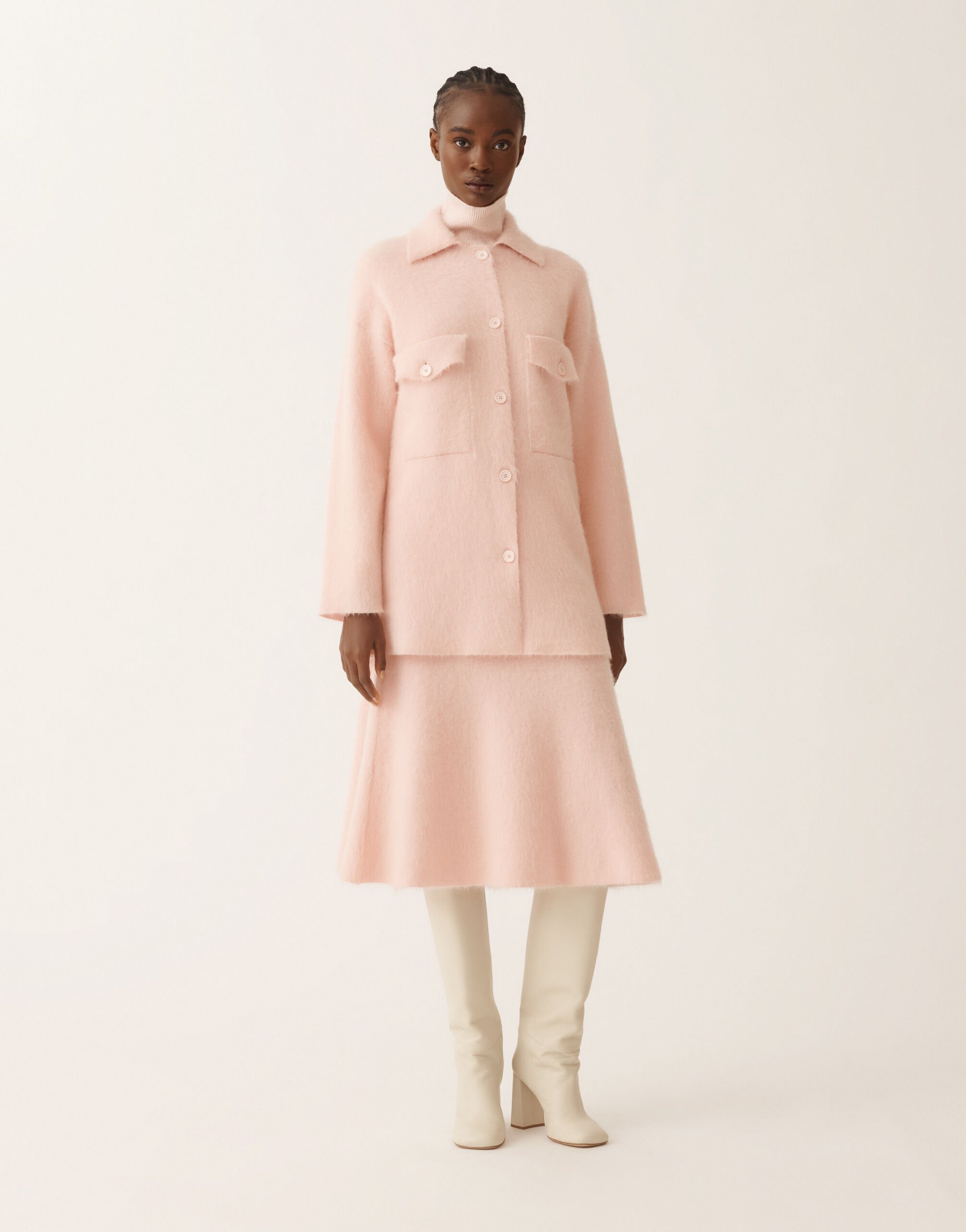 Fabiana Filippi Hemd aus gebürstetem Merino und Mohair, Quarzrosa Rosa MAD225F543L6200000