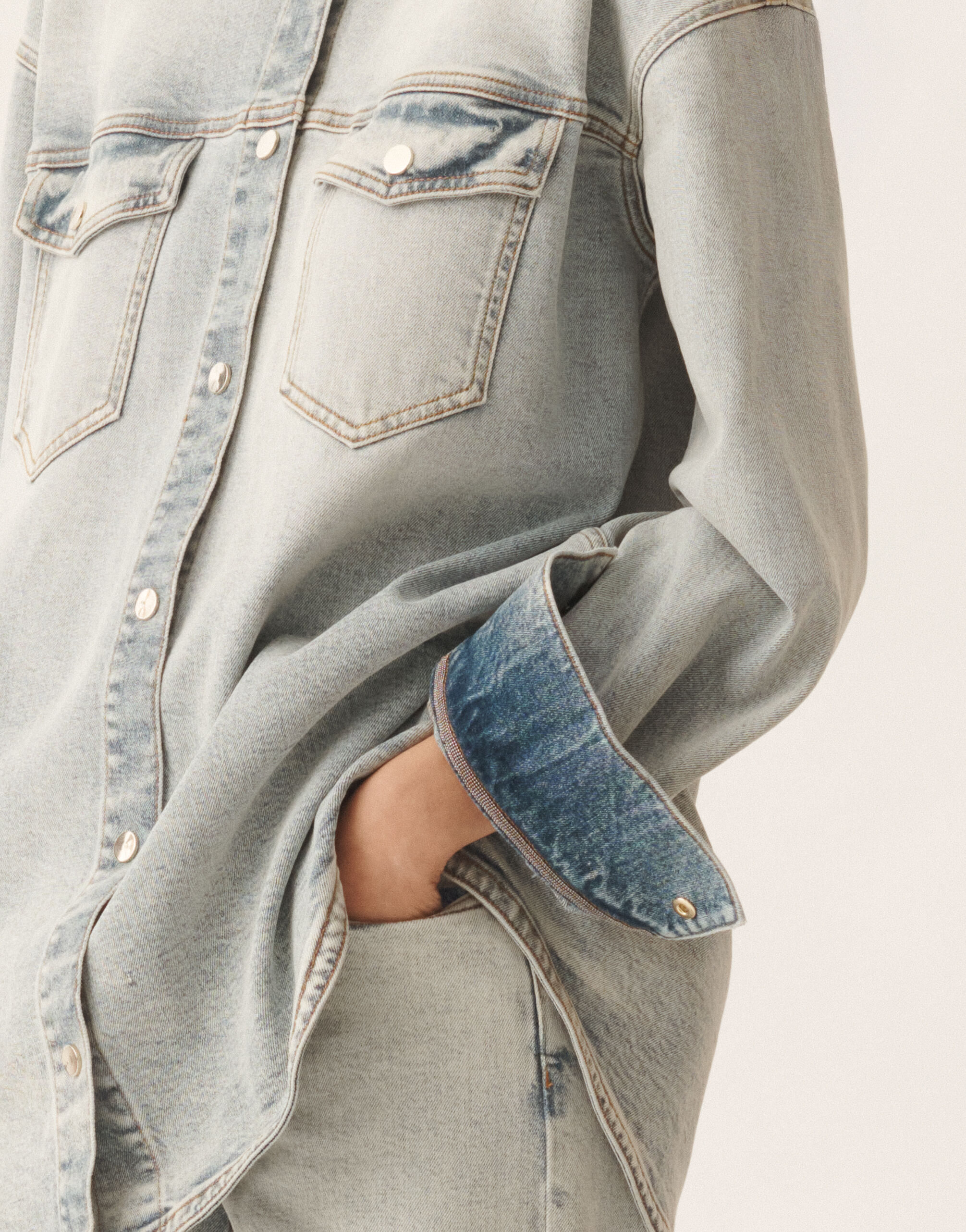 Water-marbled denim shirt for Women | Fabiana Filippi®