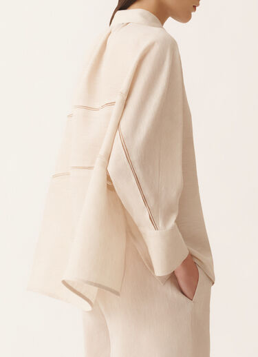 Fabiana Filippi Camicia cropped in tela di lino, naturale NATURALE CAD276F309M1610000