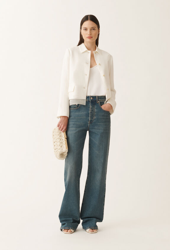 Fabiana Filippi Veste de chasseur en lin et viscose, blanc BLANC GCD275F590L3910000