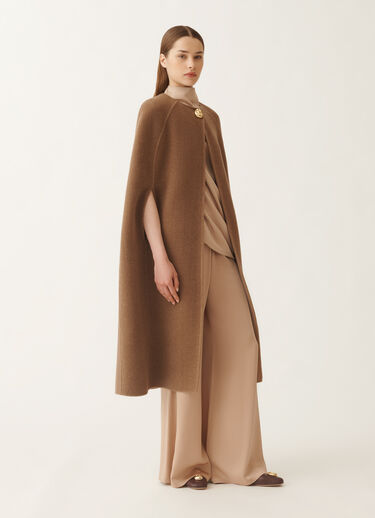 Fabiana Filippi Cape in soft double chevron, camel and ebony Brown CTD225F675D9230000