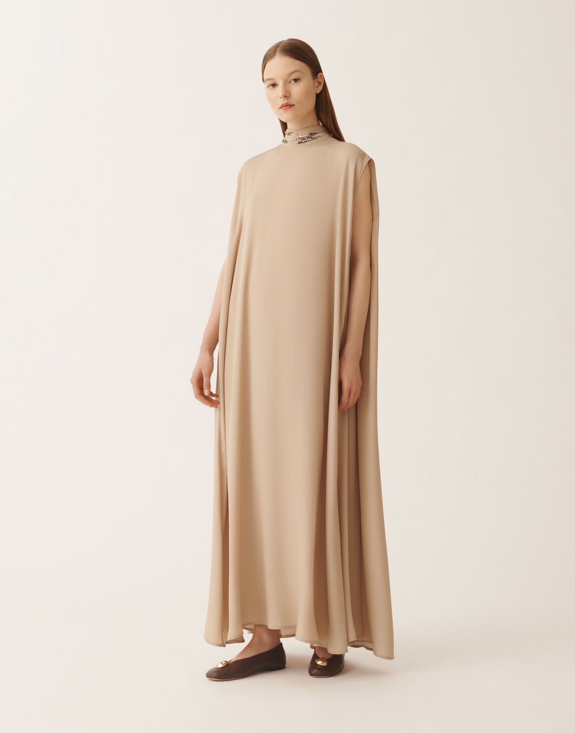 Fabiana Filippi Dress in enver satin, birch Beige ABD225F632L6820000