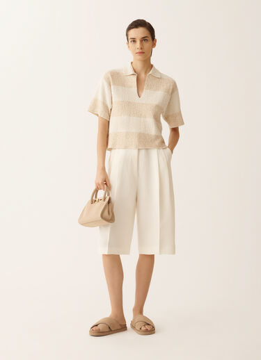 Fabiana Filippi Boxy shirt in striped cotton tweed with sequins, butter BUTTER MAD276F538M1010000