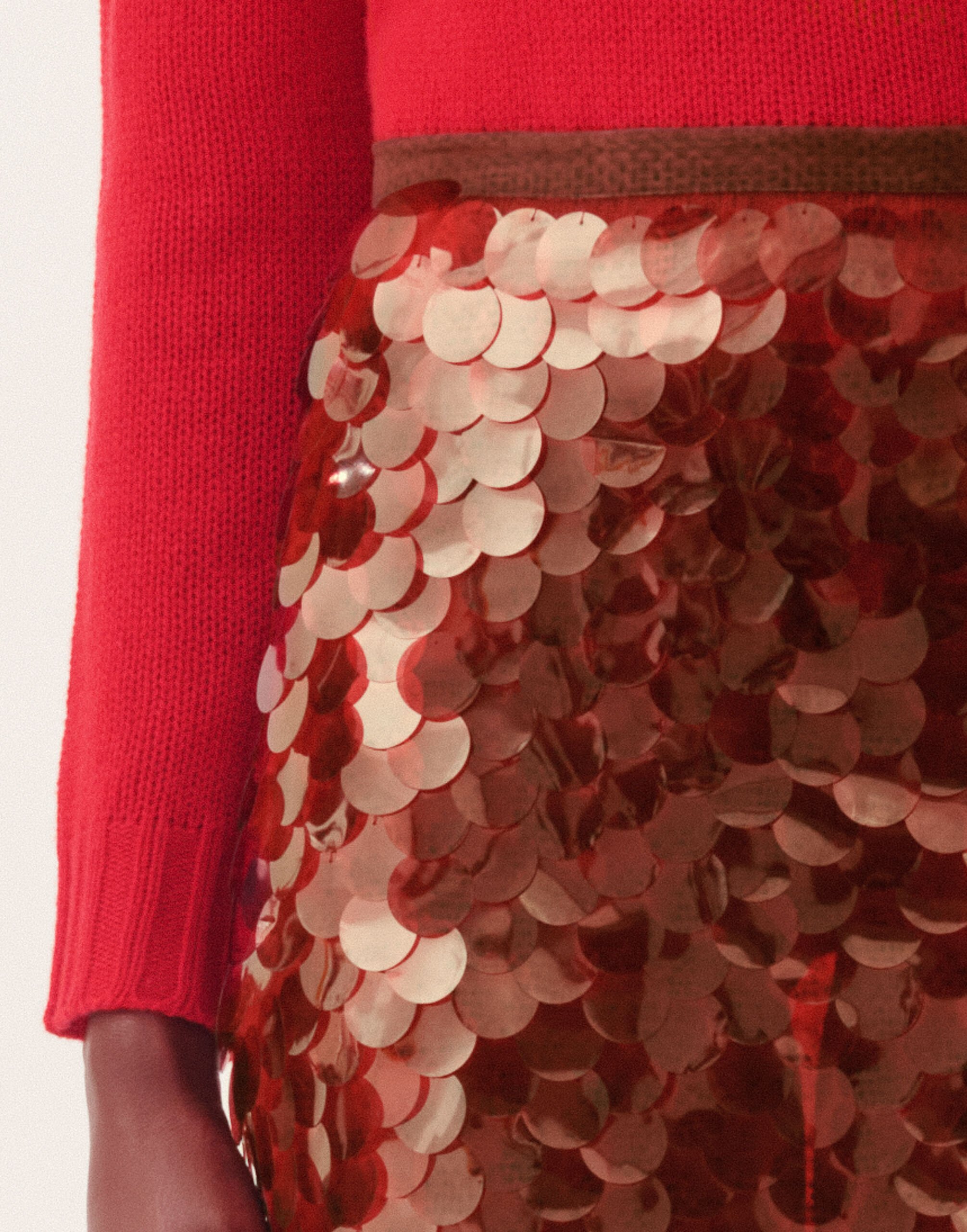 Fabiana Filippi Skirt in printed sequin tulle, lacquer Red GND225F826L6380000