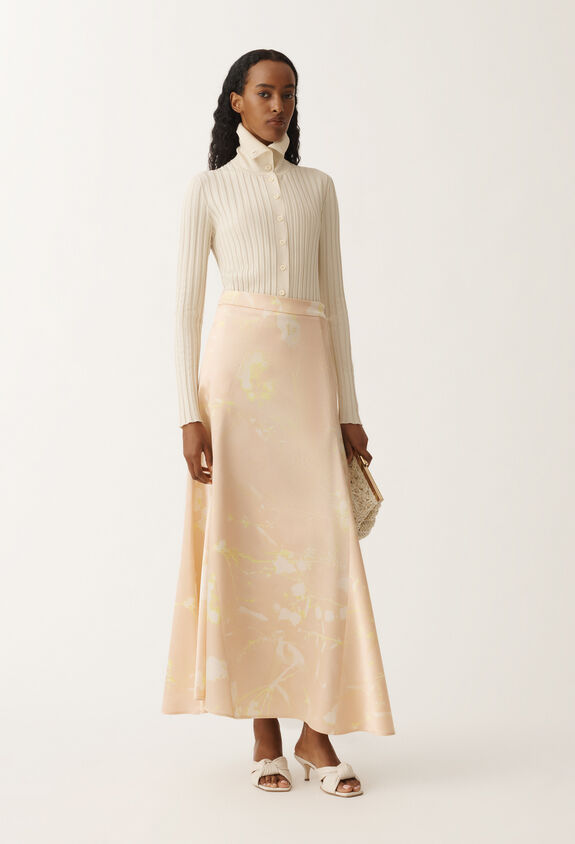 Fabiana Filippi Tilia-print silk midi skirt, dusty pink PINK GND265F397D827M569