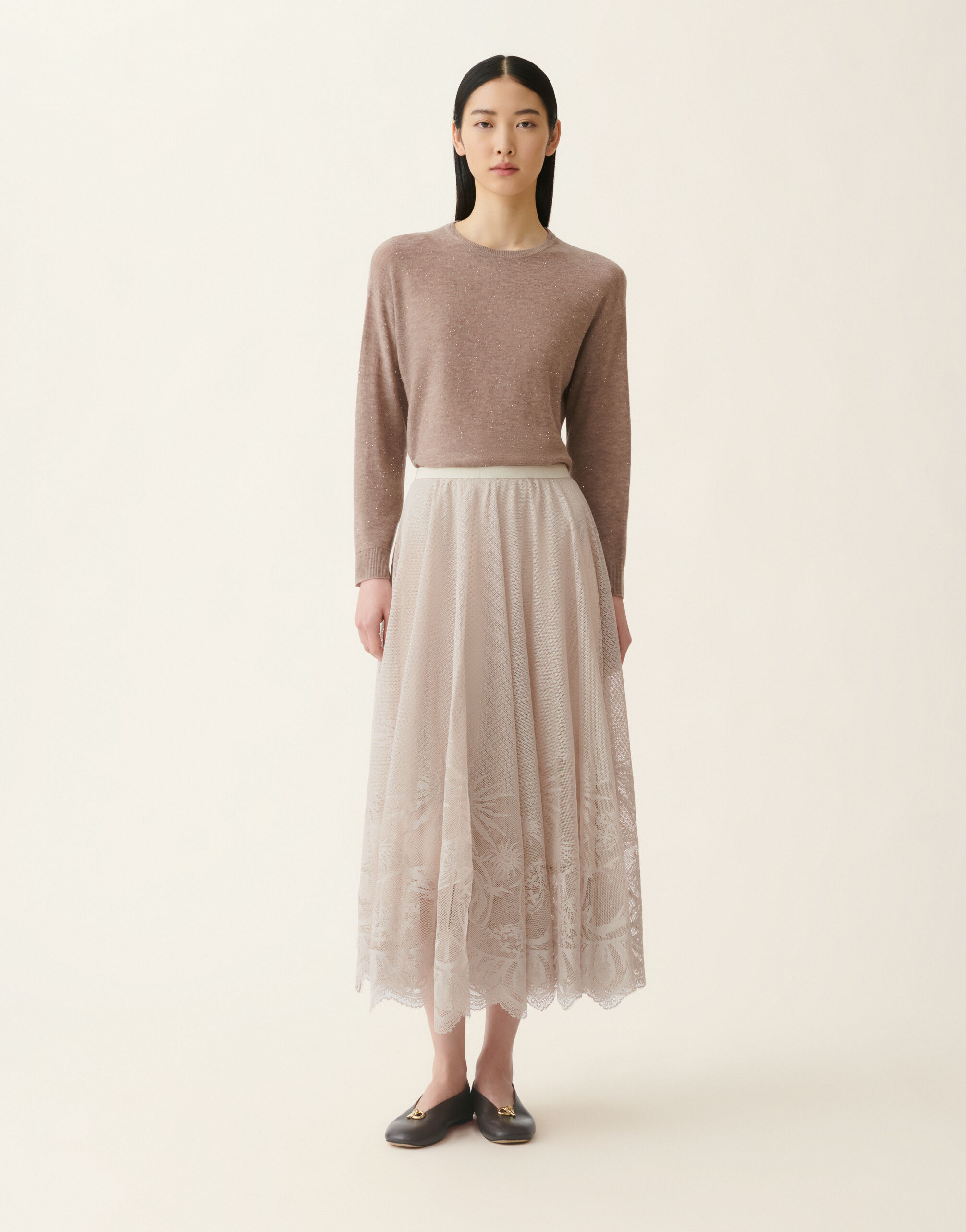 Gonna in pizzo jacquard, cachà Fabiana Filippi Gonna in pizzo jacquard, cachà Casha' GND216F850M2630000