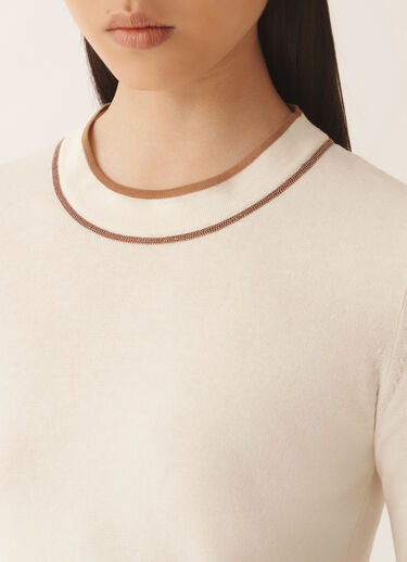 Fabiana Filippi Organic cotton T-shirt, butter and wicker BUTTER MAD276F544M1810000