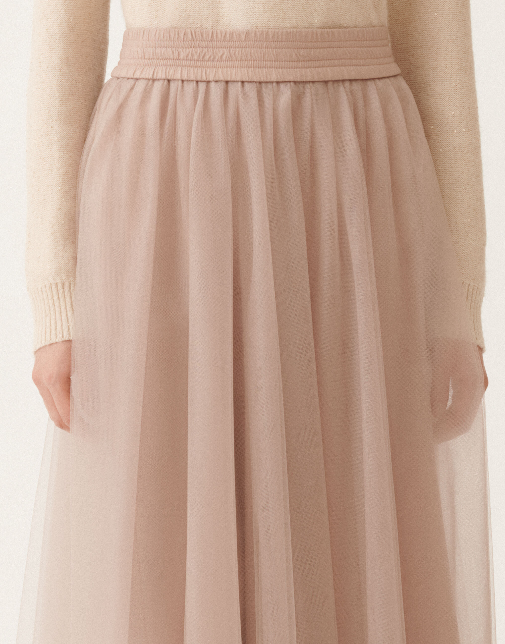 Fabiana Filippi Gonna midi in tulle, rosa fumo ROSA GND215F367L5390000