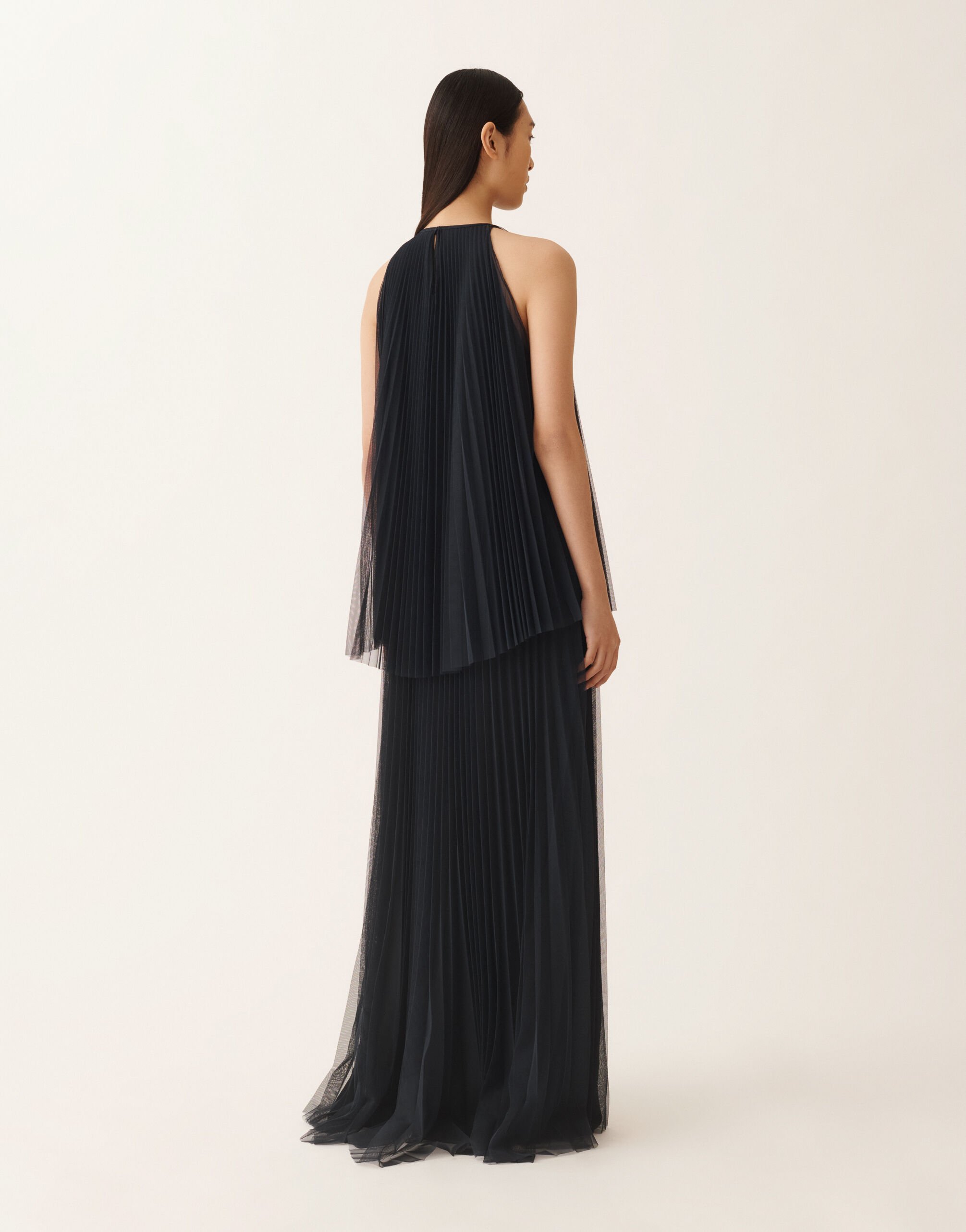 Fabiana Filippi Vestido de tul plisado, azul medianoche AZUL MEDIANOCHE ABD276F647M1690000