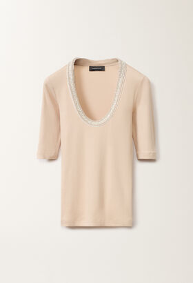 Fabiana Filippi Jersey T-shirt, sand BLACK TPD265F630L2210000