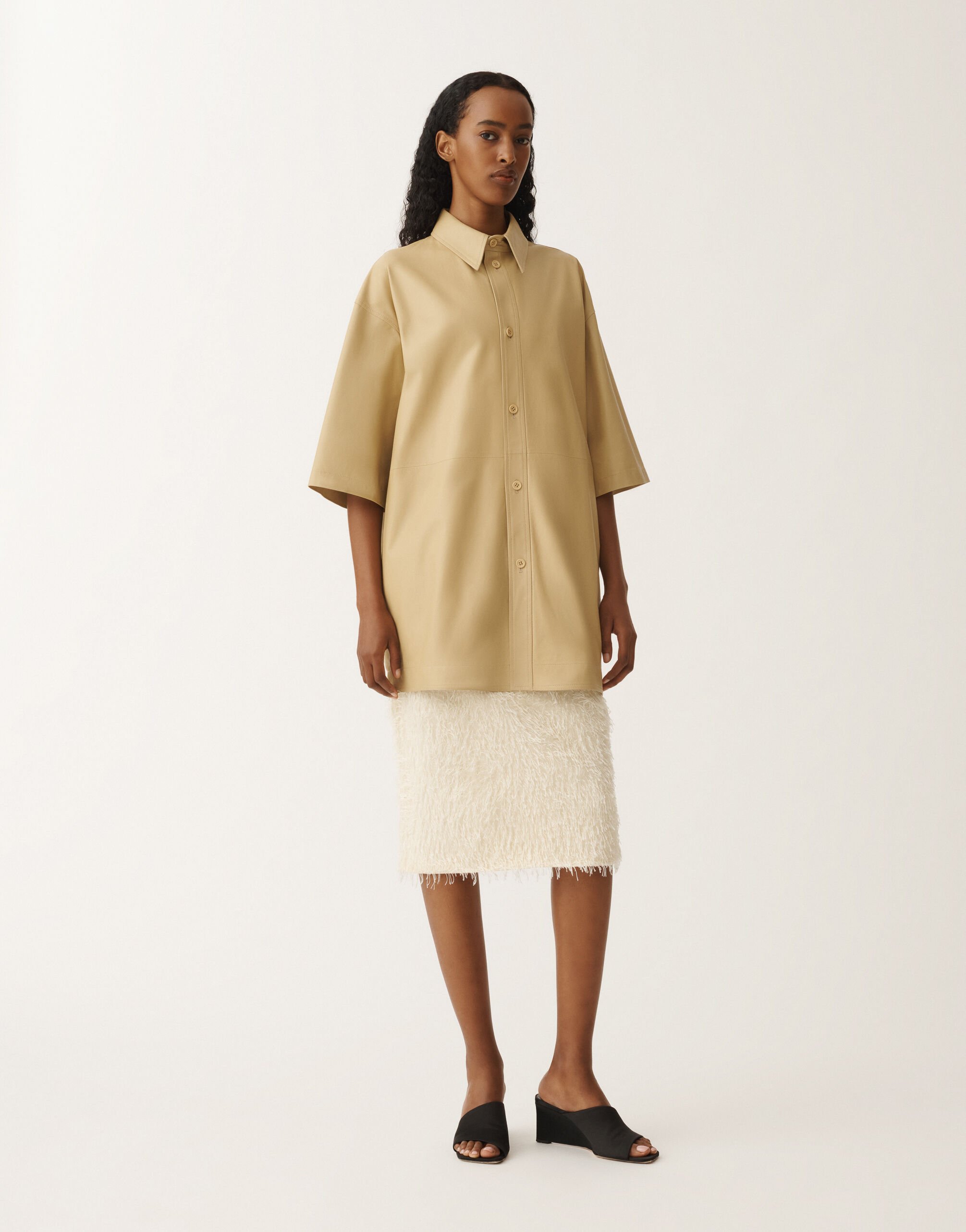 Fabiana Filippi Hemd aus leichtem Nappaleder, gold GELB PLD265F280D7510000