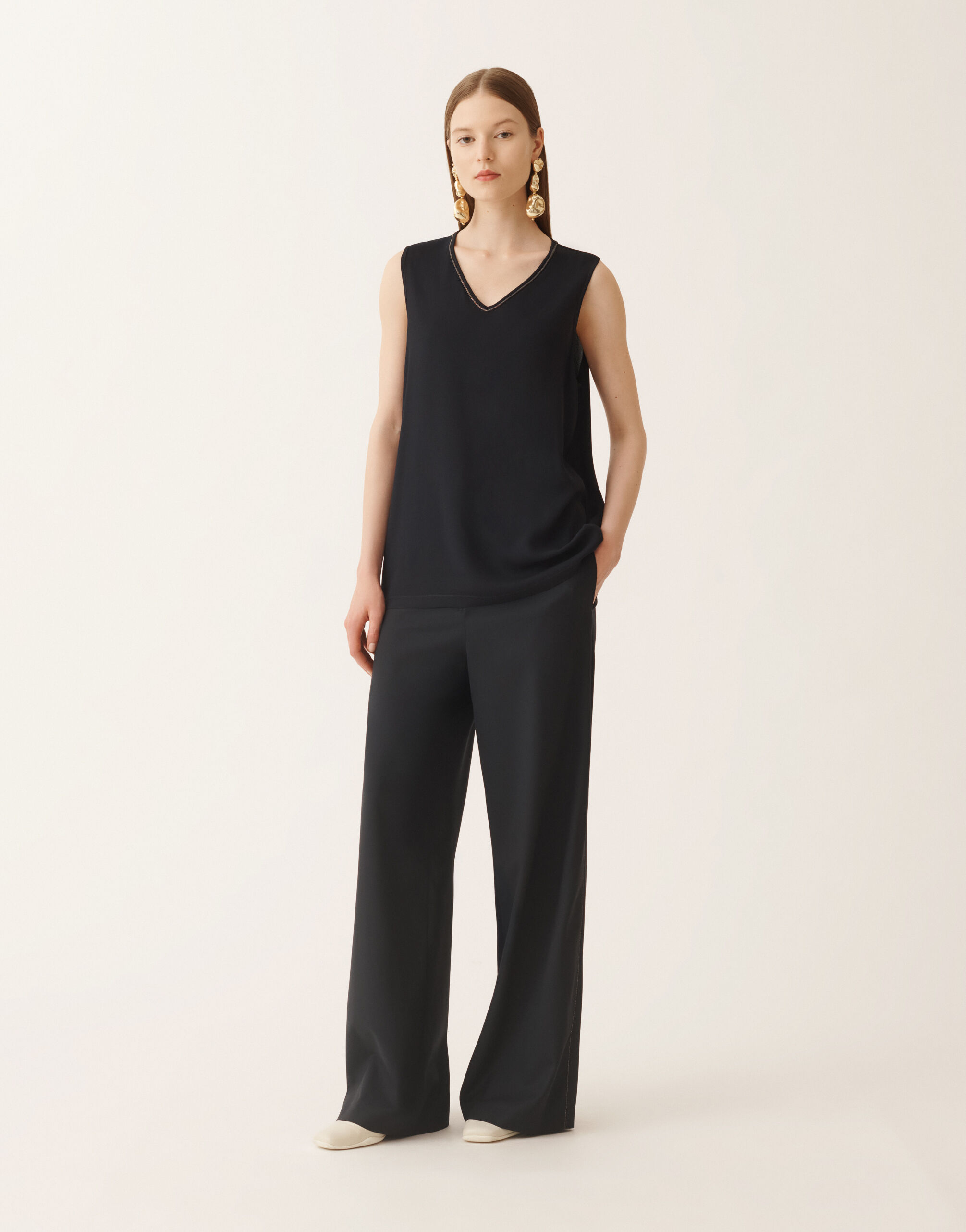 Fabiana Filippi Stretch sablé top, midnight blue BLUE TPD265F773L2350000