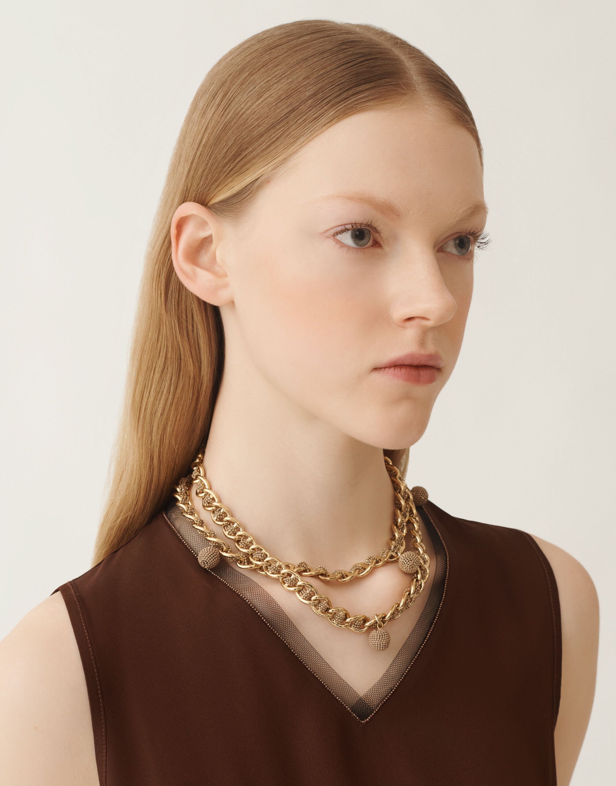 Fabiana Filippi Diamond wire long necklace, camel GOLD BXD215A843L8440000