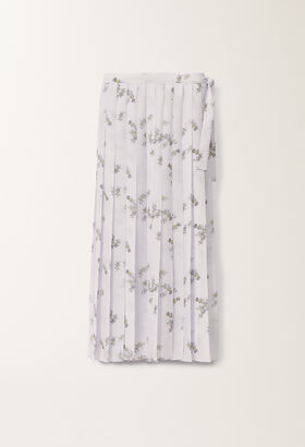 Fabiana Filippi Georgette skirt with painted botanical print, mauve LAVENDER CAD275F233L3630000