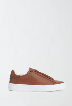 Fabiana Filippi GRAINED LEATHER SNEAKERS AND FILO DIAMANTE WHITE ASD265A961L2710000
