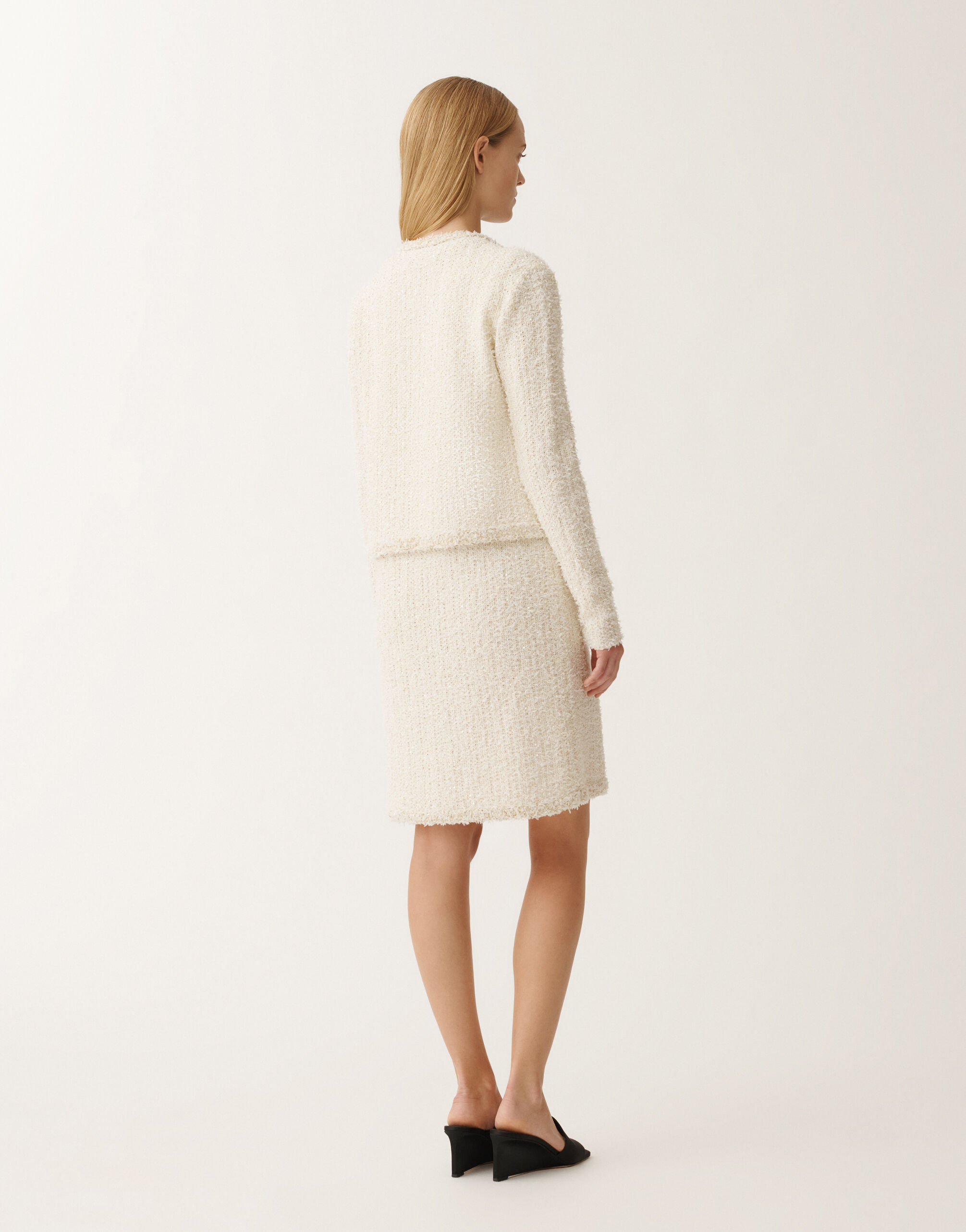 ジャケット FABIANA FILIPPI Women Outer MAD265F139L167 VR4 Black Tweed-effect jacket, white and citrine for Women | Fabiana