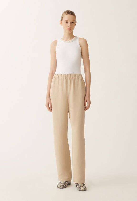Fabiana Filippi Pantalon Orvieto en lin et viscose, sable SABLE PAD275F827D5440000