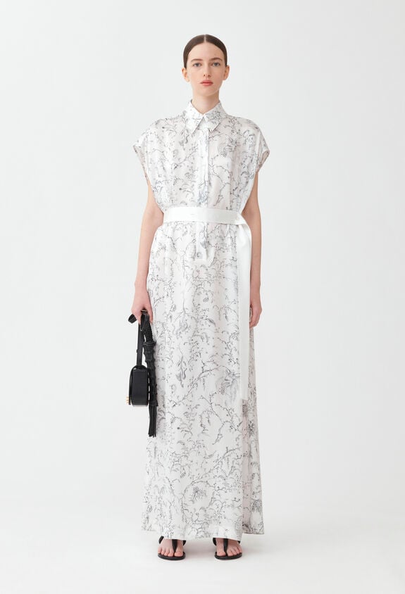 Fabiana Filippi Bedrucktes Kleid aus Seidensatin, Weiß ABD274F130H4550000