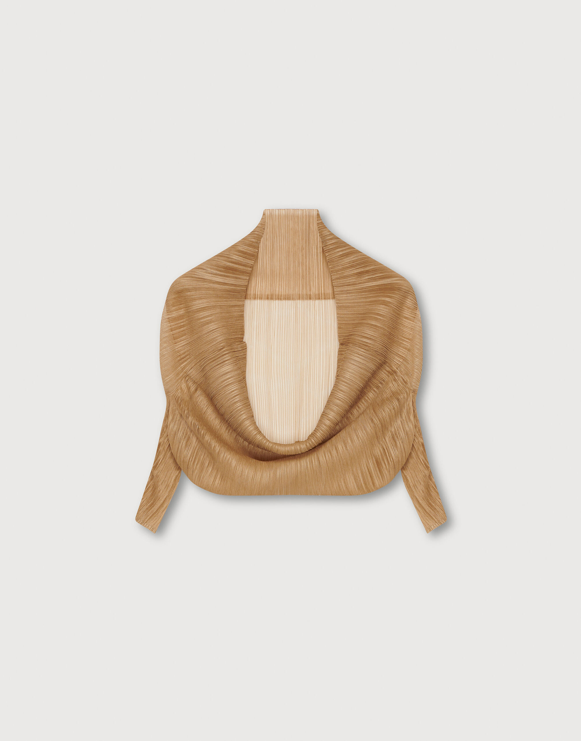 Pleated shrug camel